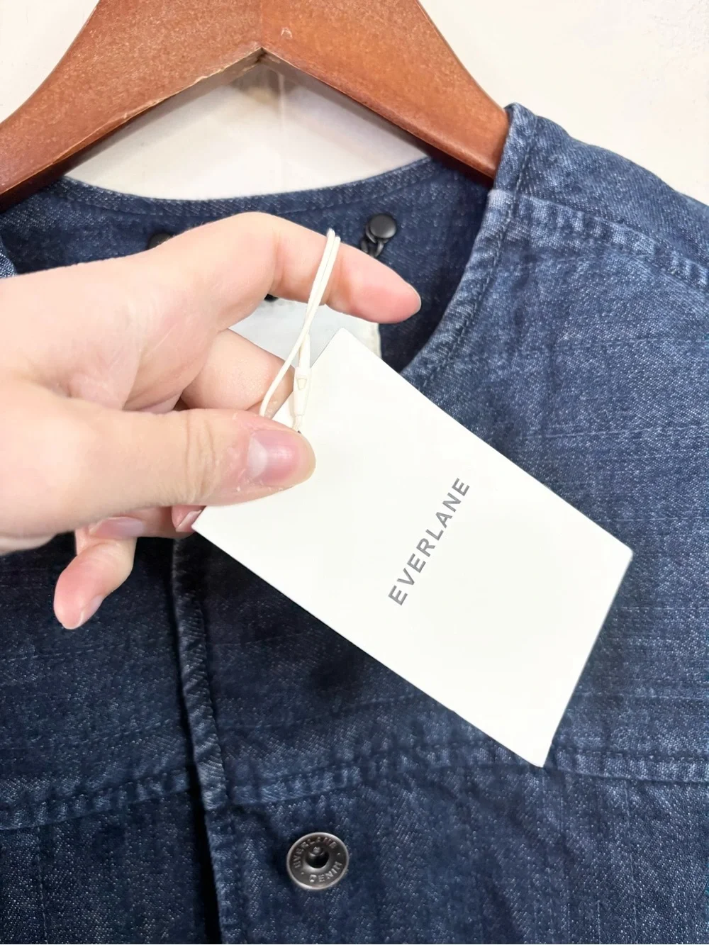 Everlane denim quilted barrel jacket boxy oversized size SM new